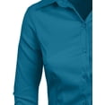 thumbnail image 4 of J. METHOD Women's Button Down Shirt 3/4 Sleeve Roll Up Stretch Collar Office Work Formal Casual Basic Blouse Top NEWT01 Caribe 1X, 4 of 6