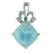 Carillon Stunning Larimar Natural Gemstone Necklace Pendant 925 Sterling Silver Jewelry