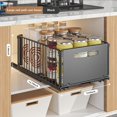 thumbnail image 4 of 2Pcs Under Kitchen Sink Organizer, Slide Out Under Sink Pull Out Organizer with Adhesive Film Under Sliding Cabinet Basket Storage Shelf for Kitchen Bathroom Black Large, 4 of 7