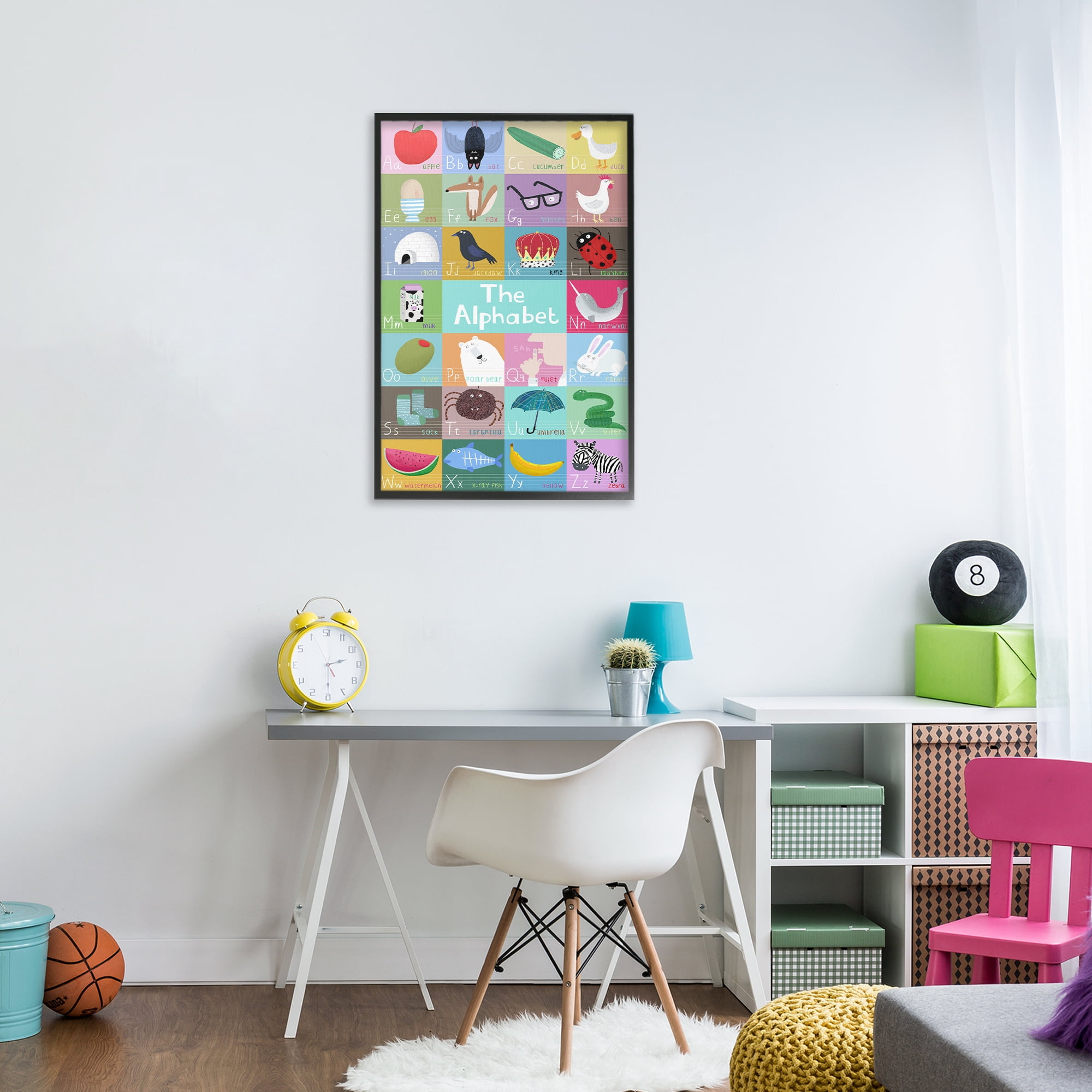 Stupell Industries First Words Alphabet Black Framed Giclee Art, design by Carla Daly
