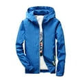 thumbnail image 1 of Vestes Décontractées pour Hommes avec Fermeture Éclair Réfléchissante, Coupe-Vent Léger à Capuche pour Activités Extérieures Printemps Automne, 1 of 4