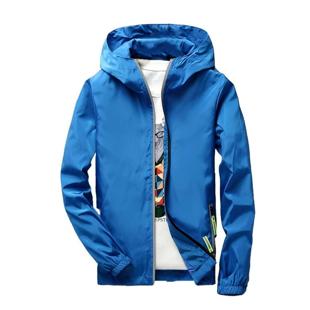 Vestes Décontractées pour Hommes avec Fermeture Éclair Réfléchissante, Coupe-Vent Léger à Capuche pour Activités Extérieures Printemps Automne