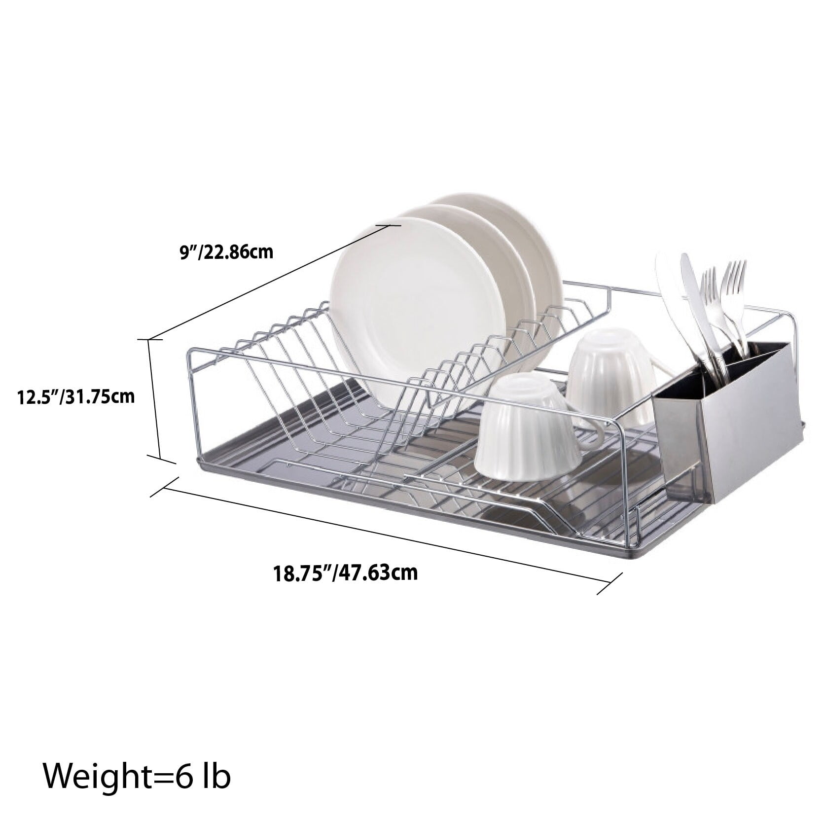 Home Basics 12.75-in W x 20.25-in L x 5-in H Steel Dish Rack and