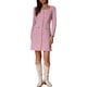 thumbnail image 1 of Vestido de tweed para mujer Inspire Chic, de manga larga, escote cuadrado, largo hasta la rodilla, color rosa intenso, 1 of 6