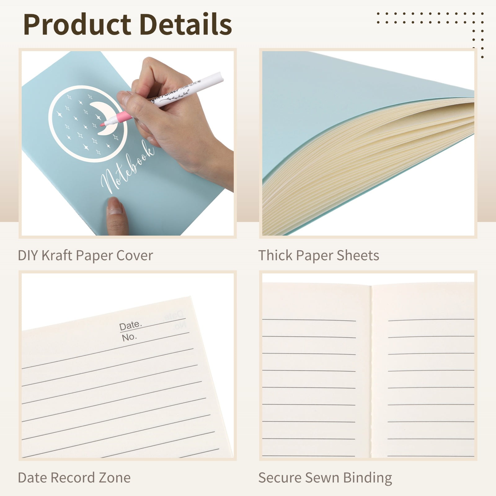 30 PCS Colorful A5 Notebooks, 60 Pages Lined Notebooks, Blank Books for Students with Soft Kraft Covers, Empty Notebooks for Writing Journals, Drawing, Sketching, Creative Projects, 5.5 x 8.3 Inches