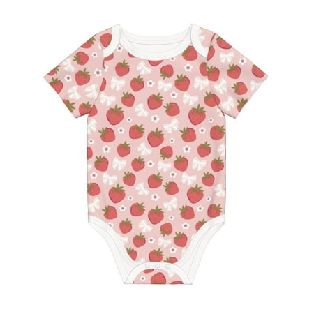 

Matuu Floral Strawberr for Baby Short-Sleeve Bodysuit Soft Cotton Comfortable and Breathable Perfect for Newborns and Infants