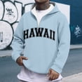 thumbnail image 1 of MHFRRA Sudadera con Capucha y Cremallera de Un Cuarto con Estampado de Letras, Informal, con Bolsillo Frontal, para Ropa de Calle, Moda, Ajuste Cómodo Azul claro, 1 of 3
