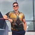 thumbnail image 4 of KLL Flower Meditating Rabbit Print Men's Short Sleeve Golf Polo,Three-Button Polo Shirts Summer Fashion Golf Shirt-X-Large, 4 of 6