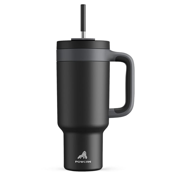 Vaso POWCAN 1183 ml con mango, pajita y tapa para sorbos de acero inoxidable