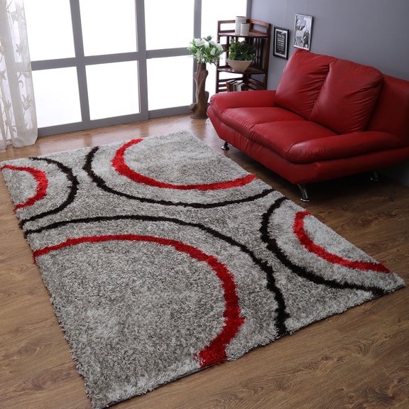 Rugsotic Carpets Hand Tufted Shag Polyester Eco-Friendly Area Rugs - 4'x6', Rectangle, Multicolor, Plain Solid Design, High Pile Handmade Anti Skid Rugs for Living Room, Bed Room K00032