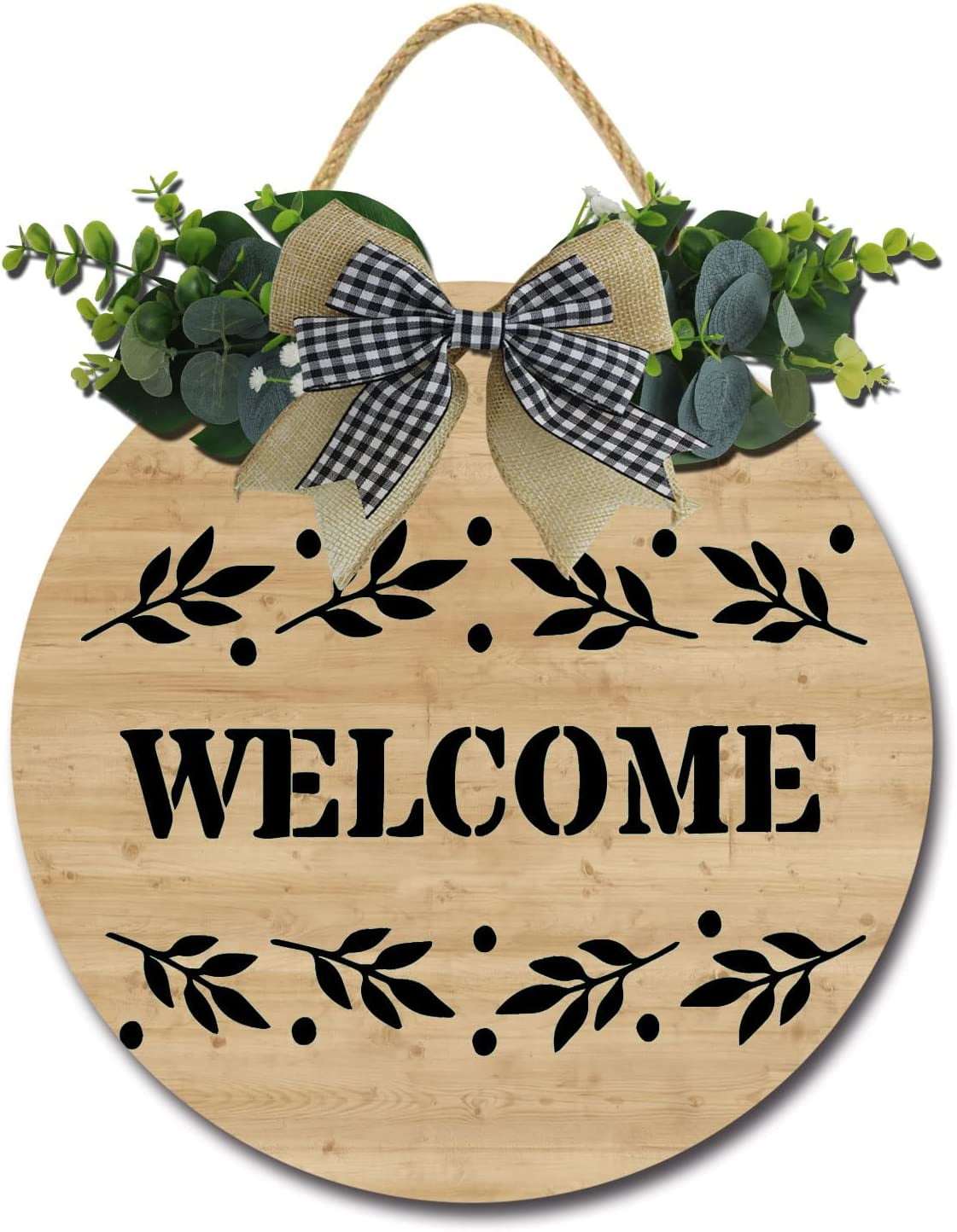 Eveokoki 12" Sign Front Door Wreaths Wood Sign for Farmhouse Porch Decor Rustic