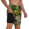 thumbnail image 3 of Daiia Vintage Wooden Bucket Mens Swim Trunks Swim Shorts Quick Dry Swim Shorts with Mesh Lining Pockets-Large, 3 of 9