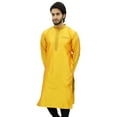 thumbnail image 3 of Atasi Men's Band Collor Yellow Kurta Dupion Full Sleeve Ethnic Shirt-Medium, 3 of 7
