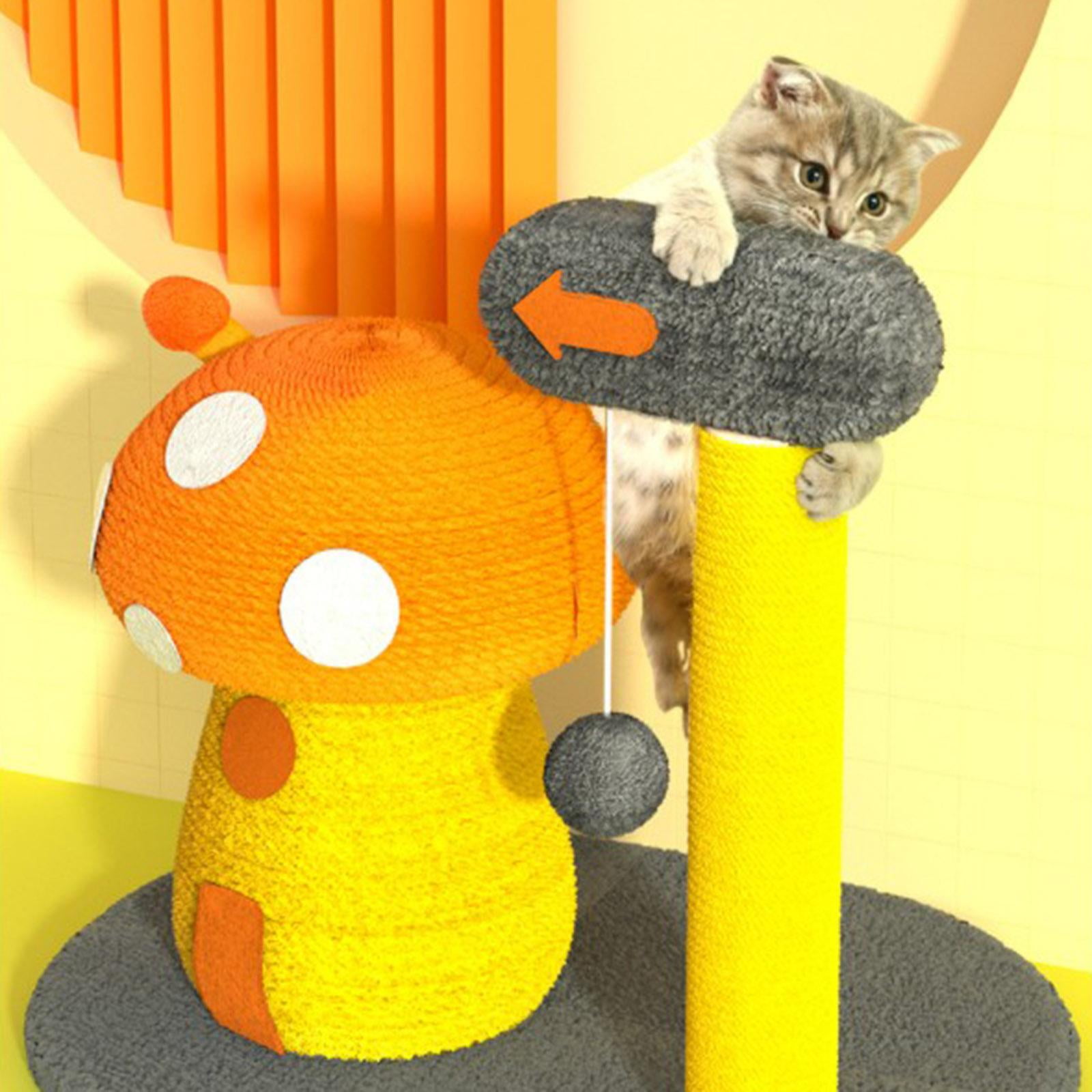 Bvdfgk Funny Sisal Cat Scratching Post Climbing Tree Pet Activity Interactive Toy - Mushroom Color B