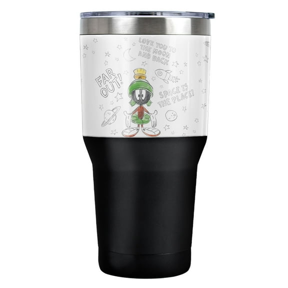 Looney Tunes Marvin The Martian Moon & Back Stainless Steel Tumbler 30 oz Coffee Travel Cup, Vacuum Insulated & Double Wall with Leakproof Sliding Lid