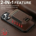 thumbnail image 5 of Compatible with Magsafe 2 in 1 Detachable iPhone 14 Pro Max Wallet Case with Card Holder Women Men,Magnetic PU Leather RFID Blocking Flip Kickstand Removable Credit Slots Phone Case,Brown, 5 of 11