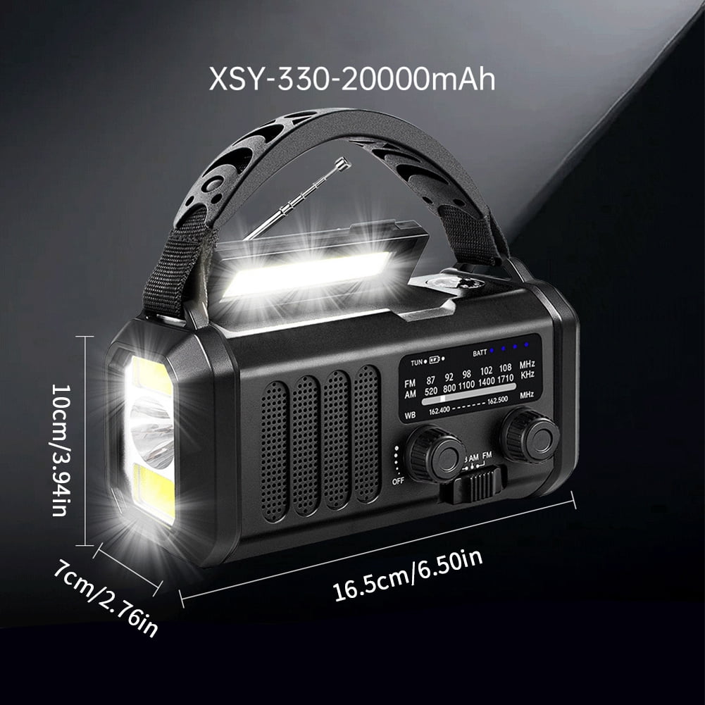 HUISZJ Solar Powered Radio, Emergency Hand Crank Radio with Flashlight Reading Lamp, Portable Weather Radio AM/FM Survival Radio for Outdoor Camping Emergency