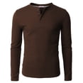thumbnail image 2 of H2H Mens Casual Henley Long Sleeve Waffle Cotton T-Shirts BROWN US 3XL/Asia 4XL (CMTTL0104), 2 of 6