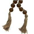 thumbnail image 5 of DecMode Handmade Round Frosted Beaded Orange Glass Garland with Tassel with Knotted Brown Jute, 5 of 11