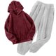 thumbnail image 1 of Puntoco Conjuntos de pijama cómodos para mujer, ropa de dormir para el hogar para hombres y mujeres, conjunto de capucha de 2 piezas con cubierta cálida de invierno, conjunto de color sólido, 1 of 4