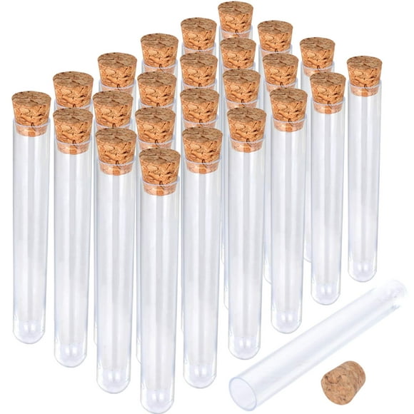 Hnyyzl 30Pcs Clear Plastic Test Tubes With Cork Stoppers, 15X100Mm 10Ml, Good Seal For Jewelry Seed Beads Powder Spice Liquid Storage, Lab Use Or Deco