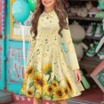 thumbnail image 2 of DISNIMO Sunflower Dress for Girls Music Note Dresses Kid Dress Long Sleeve Girls Casual Long Sleeve Dresses Size 9-10 Childrens Skater Dress Kids Midi Dresses Girls Swing Dress Girls Clothing, 2 of 7
