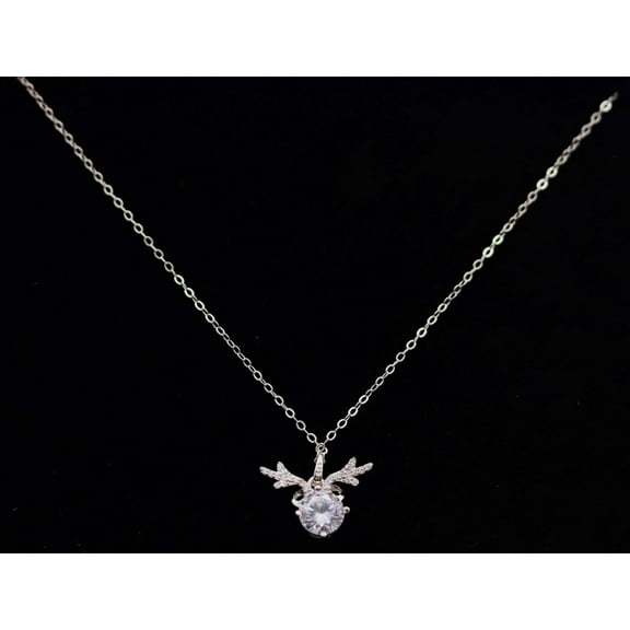 Sterling Silver Heart Reindeer Necklace