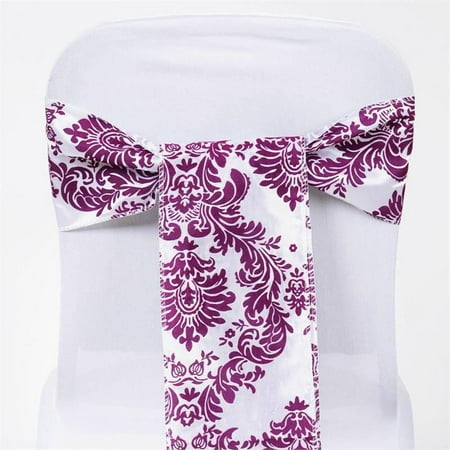 

BalsaCircle 5 Eggplant Purple White 6 x108 Flocking Chair Sashes