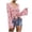 Pink, variant on Riforla Swimsuit Coverup Women Crochet Top Beach Cover up Drawstring Shirt Beachwear Lace up Long Sleeve Shirt Green XL