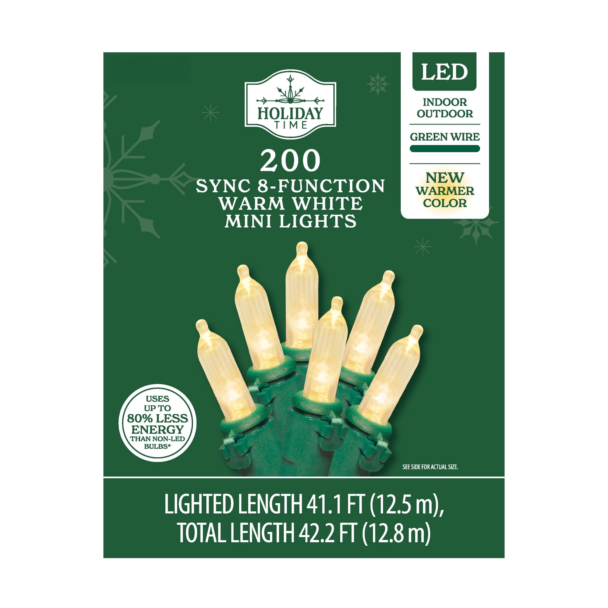 Indoor/Outdoor 200-Count LED 8 Function-Sync Mini Christmas Lights