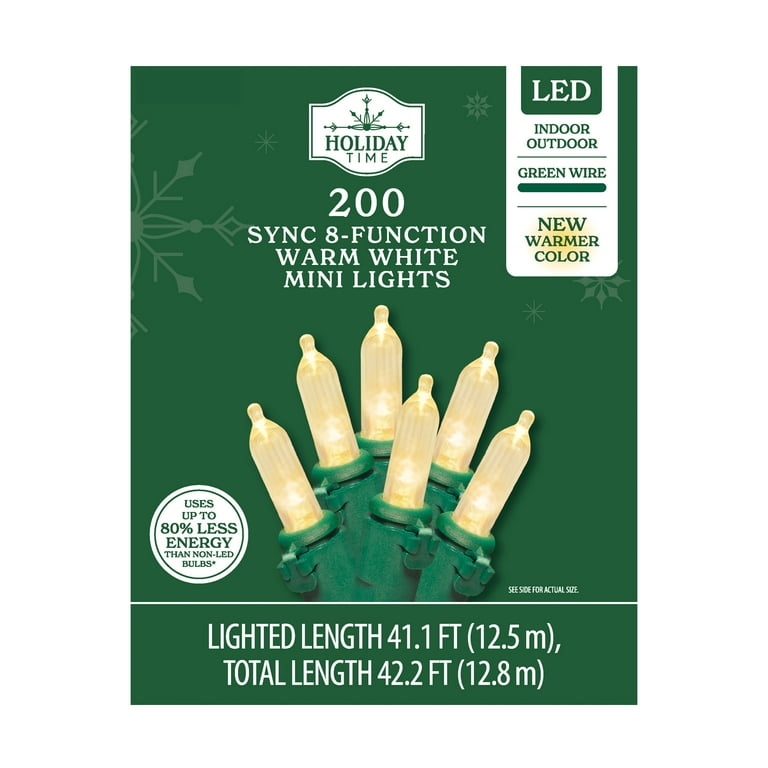 Indoor/Outdoor 200-Count LED 8 Function-Sync Mini Christmas Lights