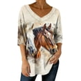 thumbnail image 2 of 3/4 Manga Casual Tops para las Mujeres Pullover de Cuello en V de Ajuste Suelto Top Impreso Casual de Ajuste Suelto para Primavera Tops para las Mujeres 3/4 Manga, 2 of 5