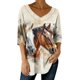 thumbnail image 3 of TaTaai Womens 3/4 Sleeve V Neck Printed Tops Casual Loose Fit Pullover Blouses Soft Lightweight Comfy Spring Summer Daily Wear Shirts for Women Gift, 3 of 5