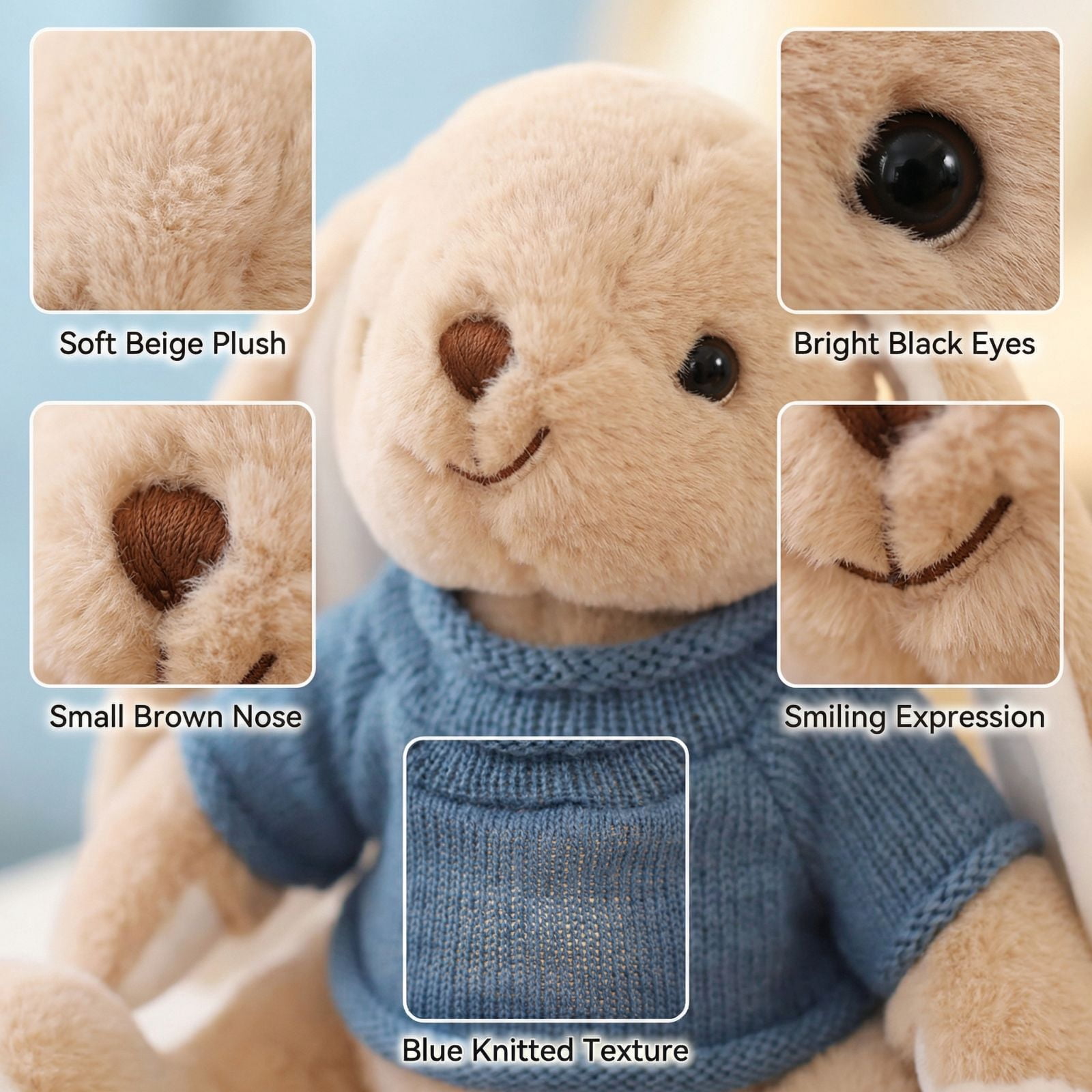 Easter Bunny Stuffed Animals – Adorable Plushies Rabbit Toy with Long Ears, Soft Plush Toys in Green Vest or Red Scarf, Perfect Easter Gift for Kids, Home Decor & Hugging, 17.5 Inches Green