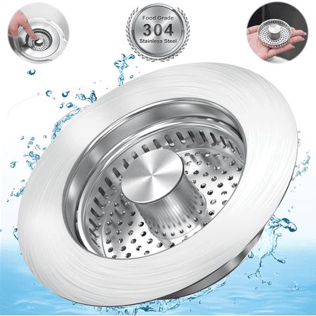 Condition photo showing New/Like New for Kitchen Sink Drain Strainer  3 in 1 All Stainless Steel Sink Strainer  Pop Up Sink Stopper with Copper Bounce Core  Anti-Clog Food Catcher Basket for US Standard 3-1/2 inch
