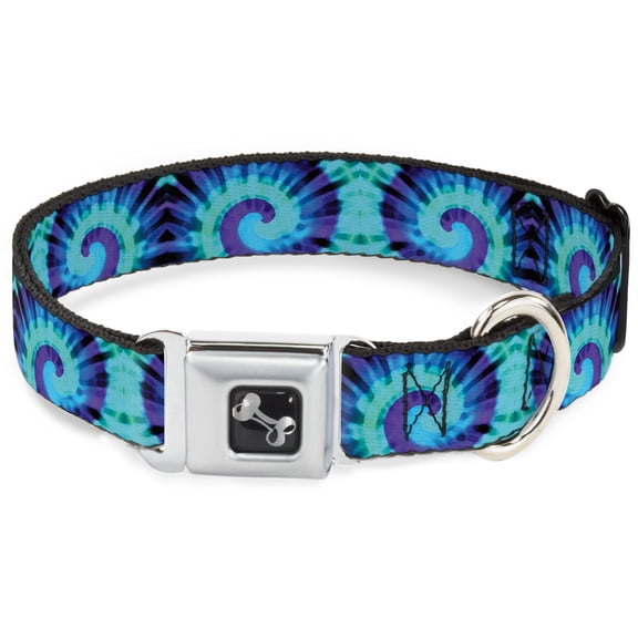 Buckle-Down Pet Collar, Dog Collar Metal Seatbelt Buckle, Tie Dye Swirl Purples Blues, 9.5 to 13 Inches 1.0 Inch Wide
