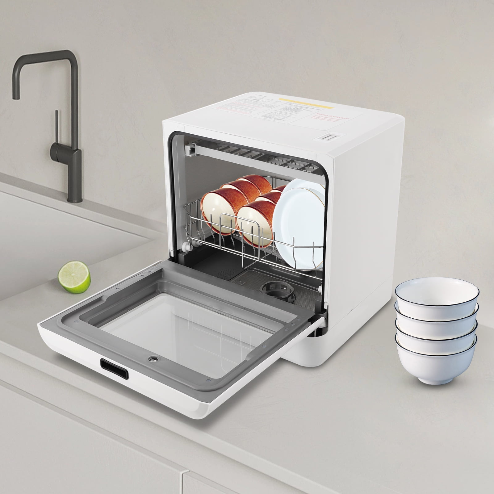 White Portable Mini Dishwasher, Countertop Dishwasher, Household Mini Dishwasher for Homes, Apartments