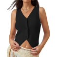 thumbnail image 2 of Sweater Vest Women Spring Summer Casual V Neck Sleeveless Button Down Waistcoat Knit Tank Tops, 2 of 4
