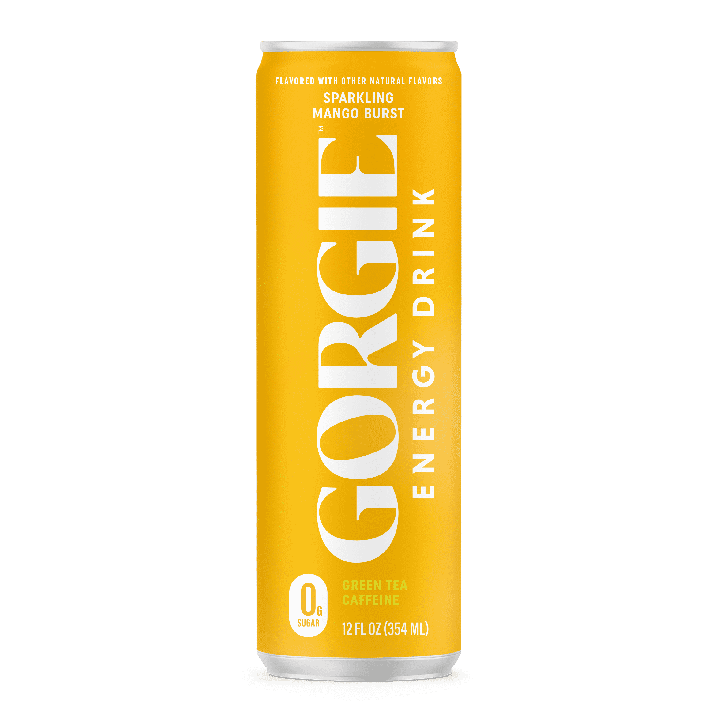 (5 pack) GORGIE Sparkling Energy Drink, Mango Burst, 0 Sugar, Natural Caffeine from Green Tea, 12 fl oz Can