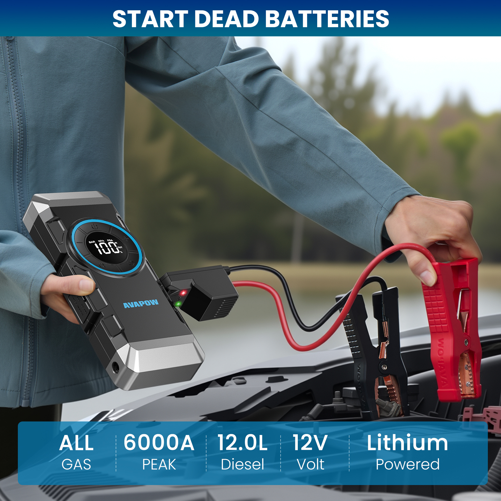 AVAPOW 6000A Jump Starter with 150 PSI Air Compressor photo 2
