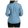 thumbnail image 2 of Yellow Rooster Women's Ladies 3/4-Sleeve Carefree Poplin Shirt Carolina Blue XS, 2 of 5