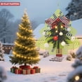 thumbnail image 4 of Metal Hanging Christmas Tree Wind Spinner - Festive Green Background Red & White Ornaments Layered Design for Garden Decor, 4 of 7