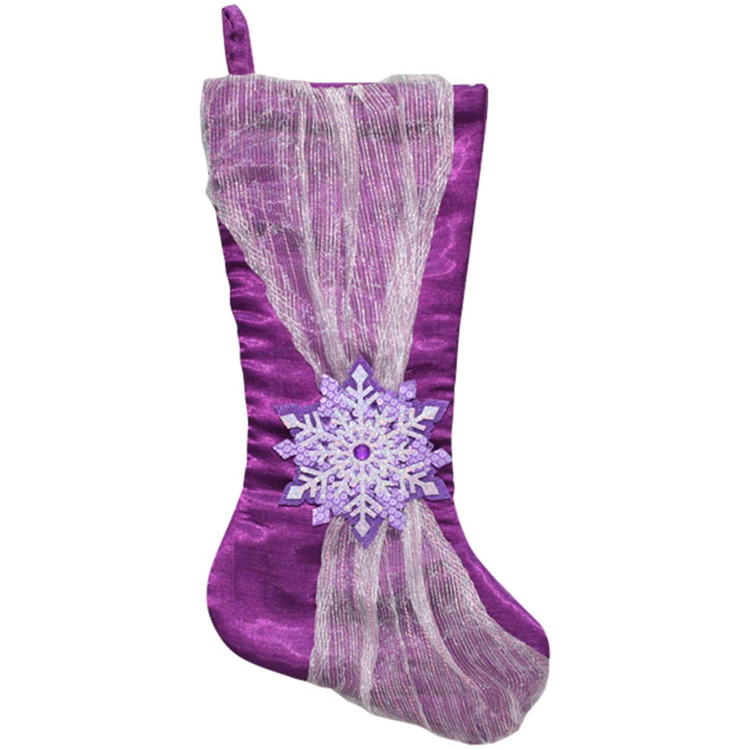Holiday Time 20" Purple Satin Stocking