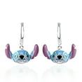 thumbnail image 3 of Disney Stitch Brass Silver Plated Enamel Charm Hoop Earrings, 3 of 4
