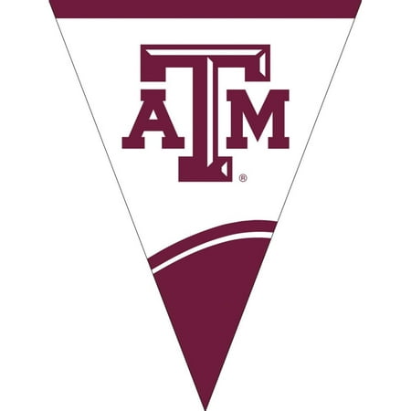 Club Pack of 12 Maroon and White Texas A&M University Plastic Flag Party Banners 9'