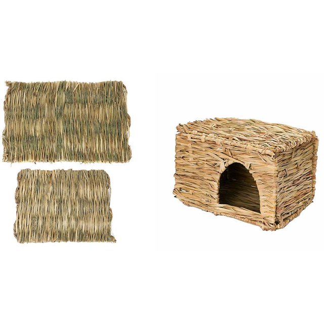 2 piezas de alfombrilla de paja para mascota, juguete de masticar conejo, almohadilla para casa de hierba Afortunado Sencillez