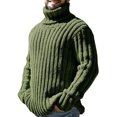 thumbnail image 4 of Ceisia Mens Thick Ribbed Turtleneck Knitted Sweater Long Sleeve Solid Color Warm Casual Pullover Top Army Green L Gift, 4 of 8