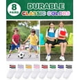 thumbnail image 3 of Lsupdaol 8 Pairs Kids Stripe Socks Cotton Crew Socks Colorful Retro Stripe Athletic Hosiery for School Kids, 3 of 6