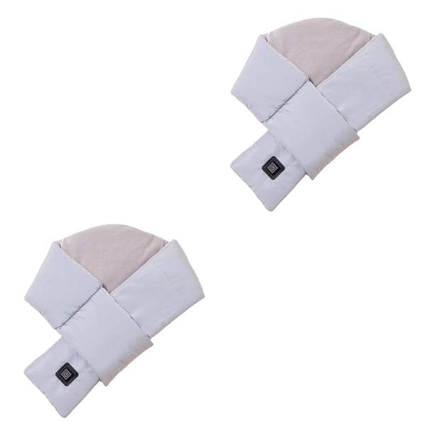 sweethay Bufanda calentada de algodón a prueba de viento Mantenimiento del calor 3 niveles Recargable ajustable Bufandas de color sólido gris claro 2piezas