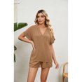 thumbnail image 6 of XCHQRTI Women 2024 Casual 2 Piece Outfits V Neck Tshirts High Waisted Shorts with Pockets, 6 of 7